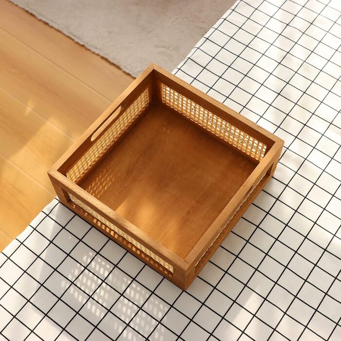 Плетений дерев&39яний кошик YAHUAN, дерев&39яна скринька для зберігання, декоративний сільський бамбуковий кошик із вбудованими ручками для кухні, комори, шафи, офісу, спальні, декору сільського заміського будинку (коричневий)