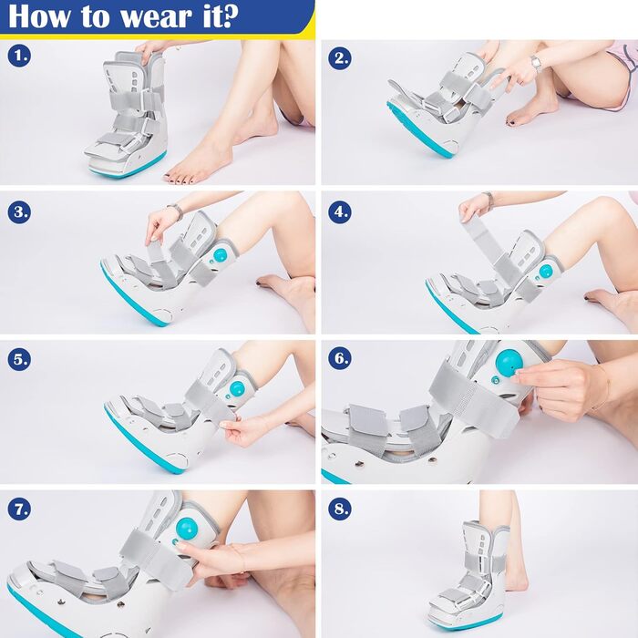 Медичні надувні туристичні черевики, ортопедичні черевики для стопи, черевики для переломів, надлегкі туристичні черевики для лікування розтягнення гомілковостопного суглоба, стресового перелому, перелому стопи або тендиніту ахіллового сухожилля (M)