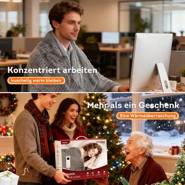 Електрична ковдра 180x130 см 9 налаштувань температури та автоматичне вимкнення із захистом від перегріву Ковдра з підігрівом, яку можна прати в пральній машині, подарунки для жінок