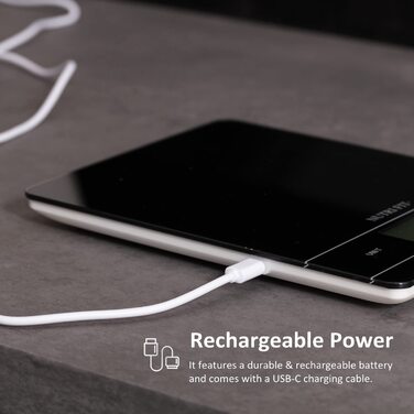 Цифрові кухонні ваги NUTRI FIT, що перезаряджаються, USB електронні кухонні ваги, висока точність, портативна та функція тари, 11