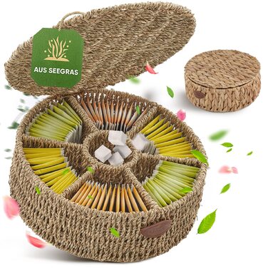 Коробка для зберігання чайних пакетиків надзвичайно великі радіальні відділення кругла коробка для зберігання чайних пакетиків Органайзер, коробка, для зберігання чаю з морської трави виберіть свою модель