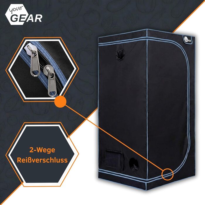 Гроубокс для вирощування рослин у приміщенні Непроникне для світла теплиця з контролем клімату Внутрішнє покриття з відбиваючого Mylar Міцний гроутент 120x120x200 см / Чорний, 120x120x200