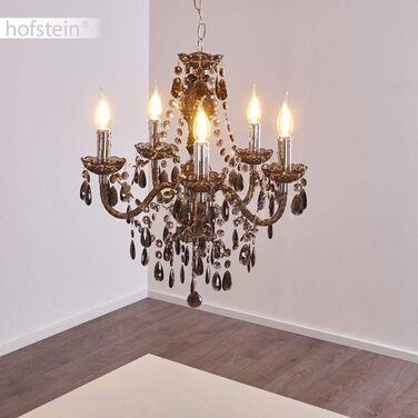 Металева люстра в чорному/хромованому кольорі, підвісний світильник 5-light, 5 x E14, класичний підвісний світильник з декоративними кристалами, вінтажний/ретро дизайн, без лампочки (чорний, прозорий, прозорий)