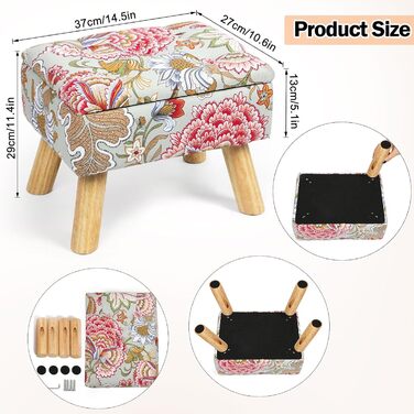 Табурет Nandae з місцем для зберігання, пуф-підставка для ніг, багатофункціональний пуф-підставка для ніг у стилі бохо для вітальні, спальні, туалетного столика, передпокою