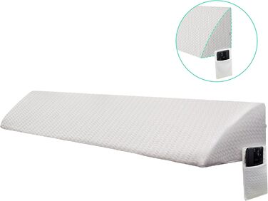 Подушка-клин для узголів&39я ліжка, опорна подушка з піни високої щільності, заповнює проміжок 0-15 см між матрацом та узголів&39ям, ергономічний дизайн для комфорту (білий, 180 x 25 x 15 см) Білий 180*25x15 см