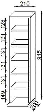 Дерев&39яна полиця VCM Компактна шафа для компакт-дисків на 102 компакт-диски або 36 DVD-дисків Розміри В 92 x Ш 21 x Г 20 см Елегантна полиця для DVD Полиця для Blu-ray Полиця для CD - горіх Elementa Core