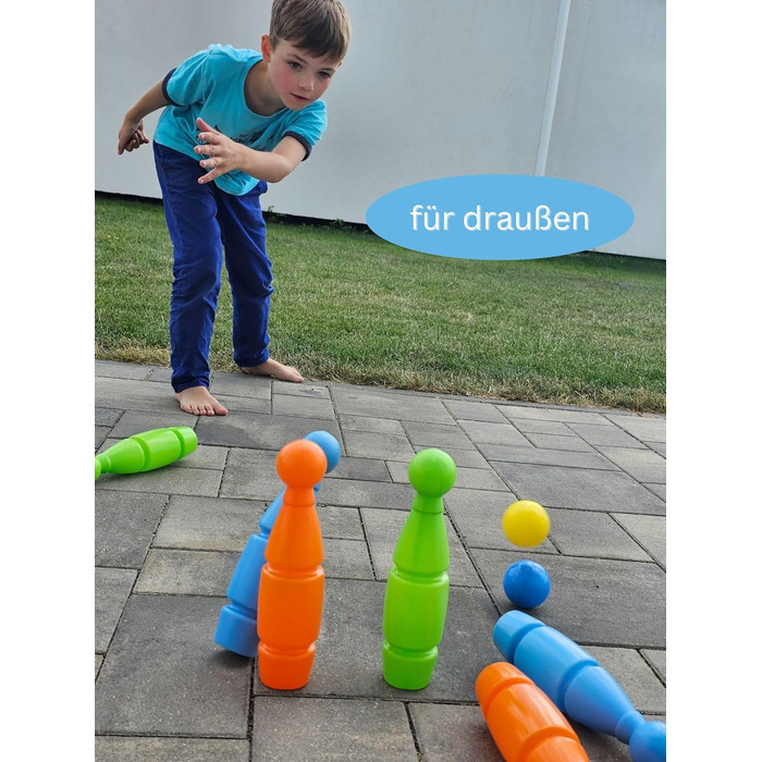 Набір Skittles для дітей, 8 предметів пластик 6 Skittles, кожен заввишки 25 см, різнокольорові, з 2 м&39ячами та ручкою для перенесення, 60045