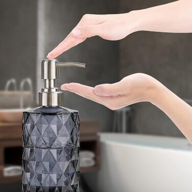 Скляний дозатор мила Ekirlin для кухні, ванної кімнати - багаторазова пляшка з прозорого скла для миття рук, скляний дозатор 340 м