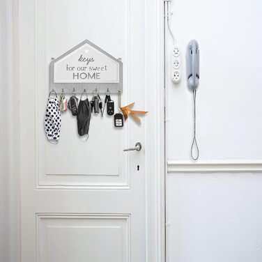 Дерев'яна ключниця Echehi з 7 гачками, самоклеюча або свердлильна, двостороння установка, ключниця, ключниця для дому (сіра) 7 сір