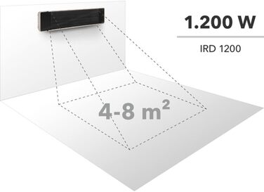 Інфрачервоний обігрівач TROTEC IRD 2400 потужність нагріву 800 Вт / 1600 Вт / 2400 Вт темний обігрівач, IP55, з пультом дистанційного керування, функція таймера (1 200 Вт)