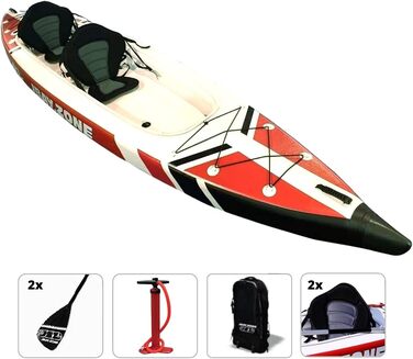 Надувний каяк-каное JBAY.Zone V-подібної форми, повністю виготовлений з матеріалу високого тиску, зшитого методом крапельного шва, двомісний