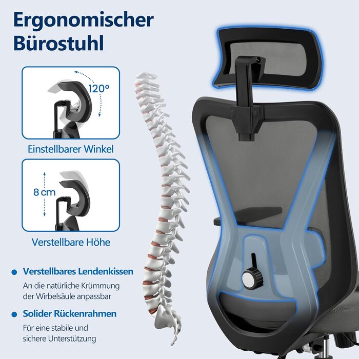 Ергономічне офісне крісло Yaheetech з регульованим підголівником