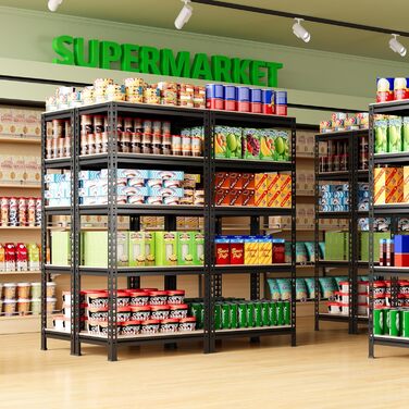 Міцний стелаж Yaheetech з 2 предметів, стелаж для зберігання, 150 x 70 x 30 см, безболтовий стелаж з 5 регульованими полицями, підвальний стелаж, вантажопідйомність 590 кг, стелаж з металевим каркасом, чорний