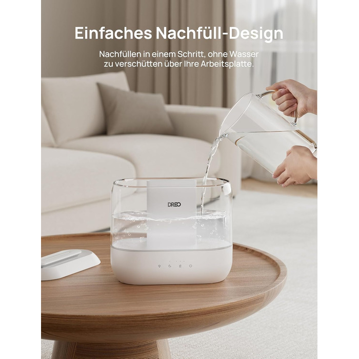 Зволожувач повітря Dreo для спальні, надвеликий зволожувач повітря з масляним дифузором і нічним світлом, час роботи 32 години, бе