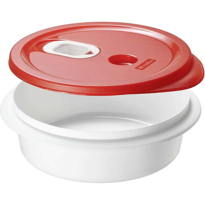 Контейнер для мікрохвильової печі Rotho Micro Clever 1л з кришкою та вентиляційним отвором, пластик (PP) без BPA, червоний/білий, 1л (20.0 x 20.0 x 6.5 см) Білий/Папая 20 x 20 x 6.5 см