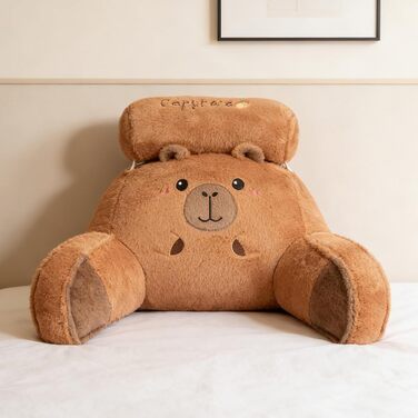 Звичайна подушка для читання з візерунком капібари, тканина, приємна для шкіри, 60 x 40 см, ергономічна спинка, подушка для читання, вбудовані підлокітники, для дітей та дорослих, що сидять у ліжку 60*40 см