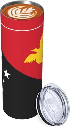 Кухоль з прямою трубочкою, дизайн прапор Папуа-Нової Гвінеї, друкований, дорожній кухоль, підходить для кемпінгу, офісу та дому, 590 мл