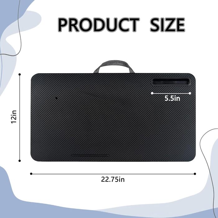 Стіл для ноутбука на коліна, портативний, сумісний з ноутбуками до 16 дюймів, з тримачем для планшета, вбудованою подушкою, ідеальний для дому та офісу, чорний колір