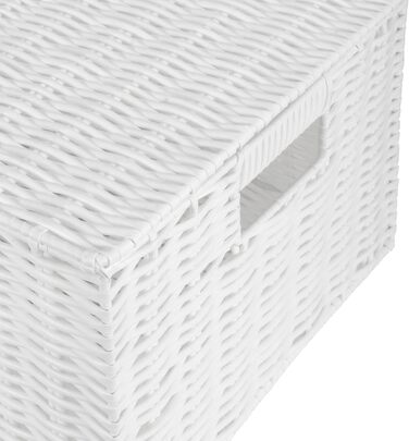 Набір із 3 білих плетених кошиків для зберігання з кришками та замками, плетені кошики для білизни з кришками, кошики з білої лози з лози з смоли для подарунків, одягу, маленькі/середні/великі