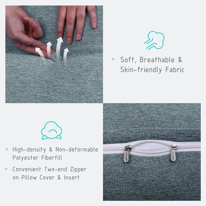 Подушка Johnear Wedge з бічною кишенею трикутна подушка для спини ліжка та дивана, подушка для читання з функцією підтримки, поперекова подушка та подушка для книги (сіра, 45 см)