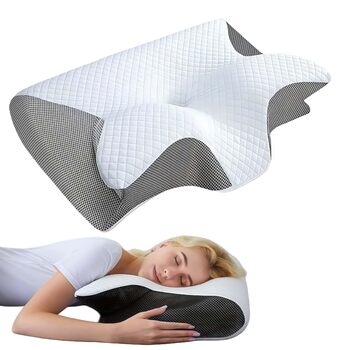 Подушка для голови та шиї ZYVO Rest Pillow терапевтична подушка для шиї, підтримує шию та голову для природного вирівнювання хребта під час сну. (Сіра)