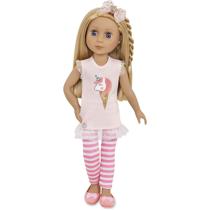 Рухома лялька 36 см з одягом, аксесуарами та довгим волоссям для укладки - іграшка для віком від 3 років (6 деталей)