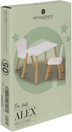 Комплект дитячого столу та 2 дитячих стільців Alex білий, 3-предметний