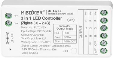 Диммер Milight Miboxer Zigbee3.0, одноколірний контролер світлодіодної стрічки, 12 В/24 В, сумісний із додатком Zigbee Storeo Echo/голосовим керуванням, (FUT037z)