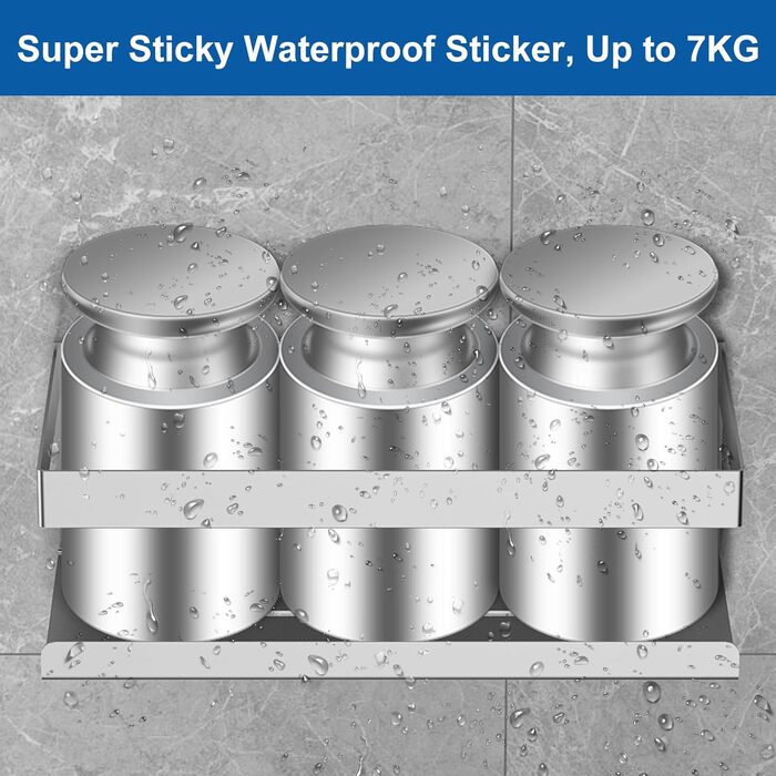 Полиця для душу без свердління, 2 шт., нержавіюча сталь SUS304, органайзер для ванної кімнати, тримач для шампуню та гелю для душу (сріблястий, 2 шт.)