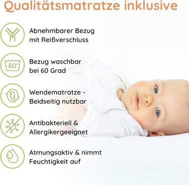 Дитяче ліжечко-трансформер 70x140 з шухлядою та матрацом, ліжечко, дитяче ліжко, регульована висота та знімні поручні інші розміри 60x120 см 70x140 см від народження до 6 років, біле 70x140 см з шухлядою / з матрацом