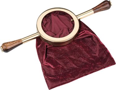 Оксамитовий мішок для збору пожертв бордового кольору, Ø 13 см, з дерев&39яною ручкою та латунним кільцем високоякісний мішок для збору пожертв для церкви або збору пожертв від MaMeMi Premium