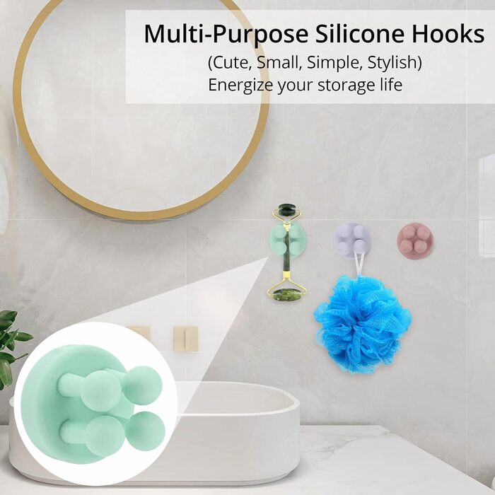 Силіконових тримачів для зубних щіток, тримач для бритви, тримач для зубних щіток без свердління, тримач для зубних щіток настінний, багатофункціональний гачок, тримач для зубних щіток самоклеючий для ванної, кухні, вітальні, 6