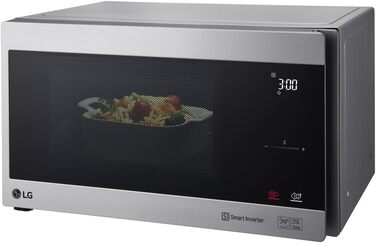 Мікрохвильова піч LG MS2595CIS з технологією Smart Inverter, ємність 25 літрів, 1000 Вт, автоматичні програми, регульовані рівні потужності та функція EasyClean, мікрохвильова піч Silver Solo з нержавіючої сталі Silver 2