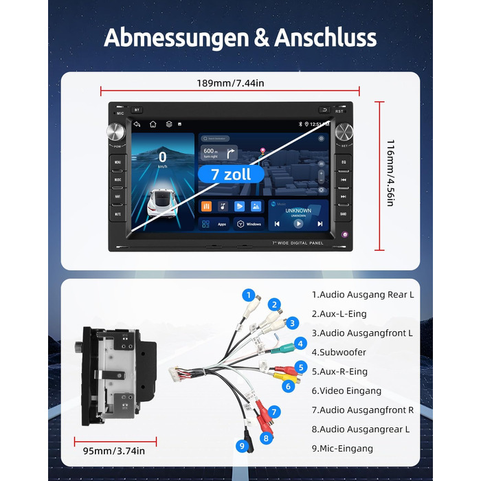Автомобільне радіо ESSGOO Wireless Carplay та Android 264G Android 14 для VW VW Polo MK3/4 9N Golf 4 Passat B5 T5 Seat Skoda, 7-дюймовий сенсорний екран з Bluetooth FM RDS GPS WiFi