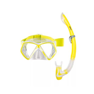 Набір для снорклінгу для дітей 814 років, ергономічна маска, напівсуха трубка з силіконовим мундштуком, жовтий