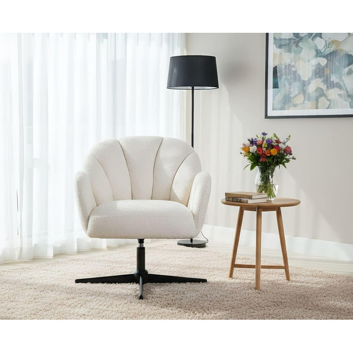 Крісло Chairus для вітальні, обертове м&39яке крісло з підлокітниками, штучне хутро, крісло-реклайнер, сучасне крісло, спальня, балкон (біле)