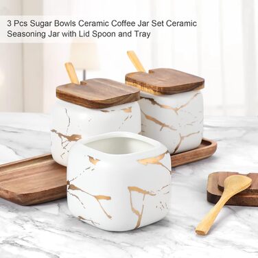 Набір баночок для спецій TELANK, цукорниця з кришкою та ложкою, керамічна банка з кришкою для дому та кухні біла