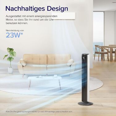 Баштовий вентилятор Levoit для спальні, потужний енергозберігаючий вентилятор 7,5 м/с 23 Вт, дуже тихий колонний вентилятор 25 дБ
