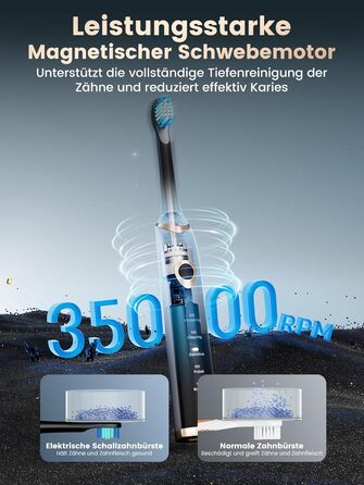 Електрична зубна щітка, звукова зубна щітка 5 режимів, 30-секундне нагадування, електрична зубна щітка відбілює ваші зуби за два тижні, 8 змінних насадок із хвилястою мякою щіткою 3D, електрична зубна щітка IPX7