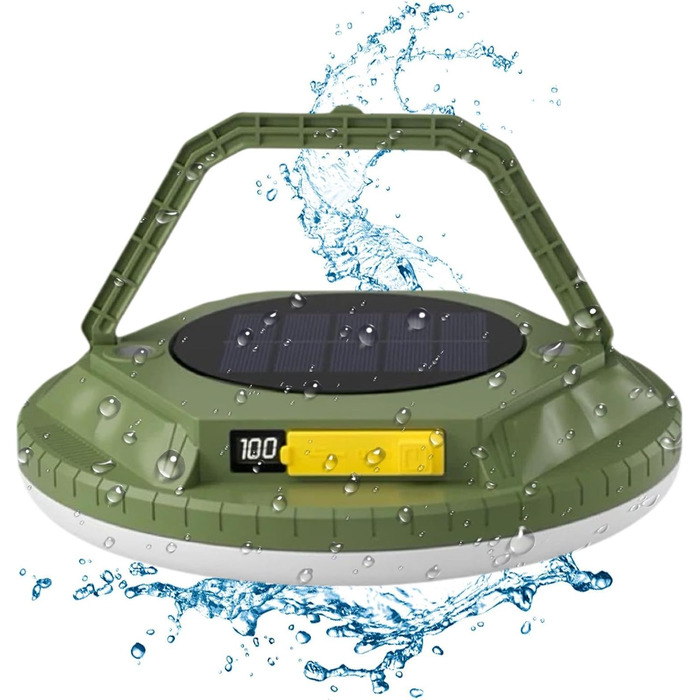 Світлодіодний кемпінговий ліхтар - сонячна лампа для намету 1600 люмен Водонепроникні кемпінгові ліхтарі - для піших прогулянок, походів, використання на свіжому повітрі, саду, подвір&39я, патіо, балкона, зелений