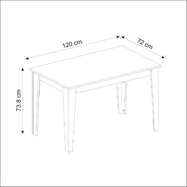 Обідній стіл Homidea SHIMAL для 4 осіб Сучасний кухонний стіл з міцною стільницею 120 x 72 x 73,8 см Обідній стіл для кухні та вітальні (білий дуб)