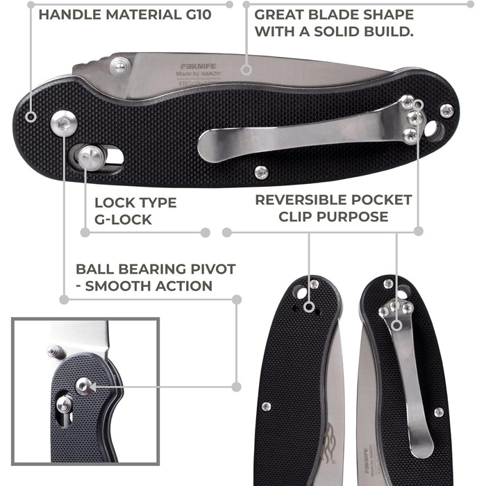 Кишеньковий складаний ніж зі сталі 440С лезо 78мм G10 нековзна ручка з кліпсою Кемпінг Полювання Риболовля Відкритий EDC ніж 184мм