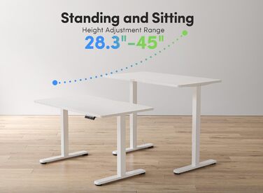 Електричний стіл FEZIBO з регульованою висотою та портами зарядки USB-A та USB-C, 120 x 60 см, стіл для роботи сидячи та стоячи, білий 120 60 см білий