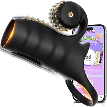 Ерекційне кільце rinofans, з кліторальним стимулятором, 9 режимів, подвійний мотор, чорне