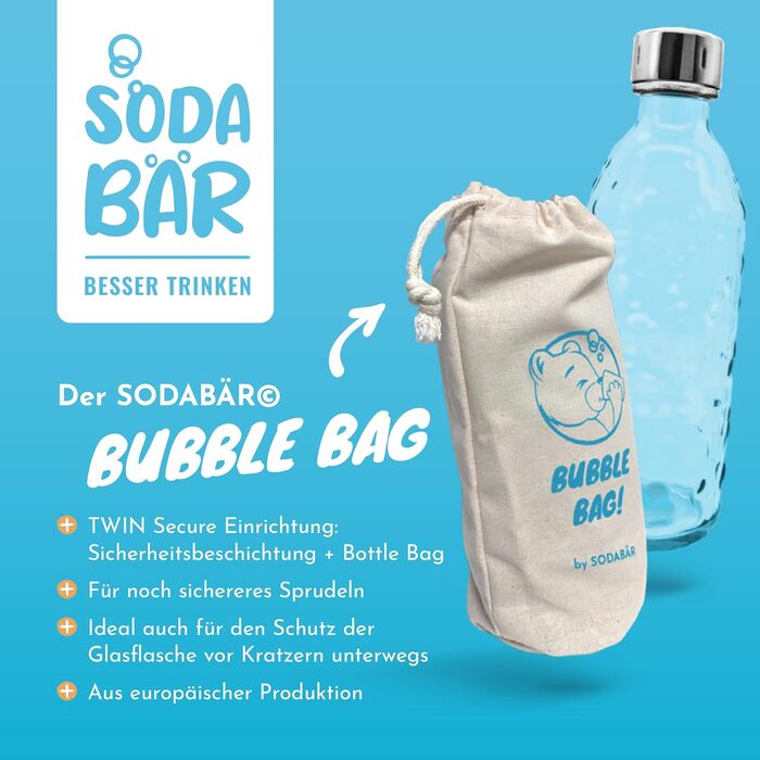 Скляна пляшка для виробників газованої води (SodaStream*, Aarke* та багато інших) 0,75 л в ретро образі Екологічна альтернатива.