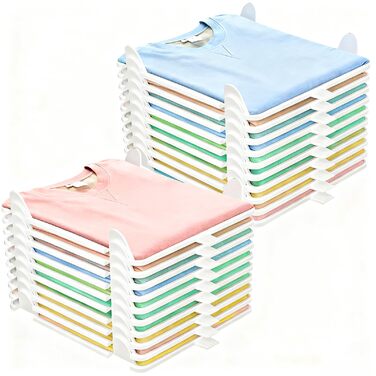 Елементний штабелируемий органайзер для футболок, органайзер для шафи, органайзери для гардеробу для дорослих та дітей, штабелируемий для одягу, футболок, сорочок, 20-