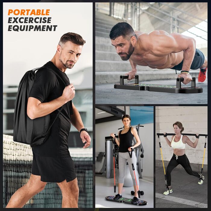 Набір преміум-дощок для віджимань, ручки для віджимань, покращена концепція 2024, гриф для віджимань 10-в-1, тренажер для домашнього тренажерного залу, чорний