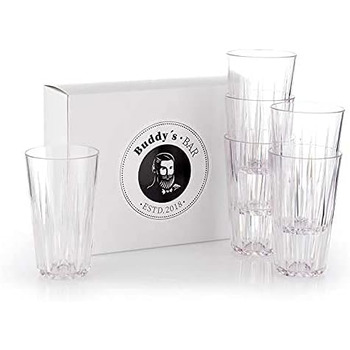 Набір з 6 високоякісних пластикових склянок Tritan об'ємом 0,4 л, без вмісту БФА, кришталевий вигляд, небиткі багаторазові склянки