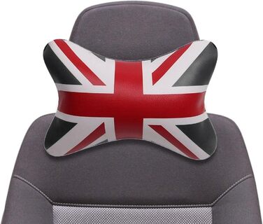 Подушка для шиї автомобіля Facynde Union Jack - подушка для шиї автомобільних сидінь Union Jack Flag Pattern - PU шкіра PP бавовна Зручна підтримка шиї Британська