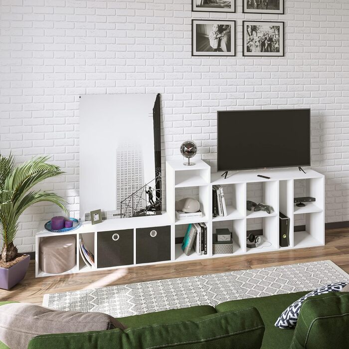 Полиця KOMTO Біла - Маленька книжкова полиця, Полиця-настільна полиця, Кубічна полиця, Офічна полиця 33,8 x 30,7 x 80,4 см, Книжкова шафа RIM2 для дитячої кімнати, Полиця для вітальні, RIM2 Біла